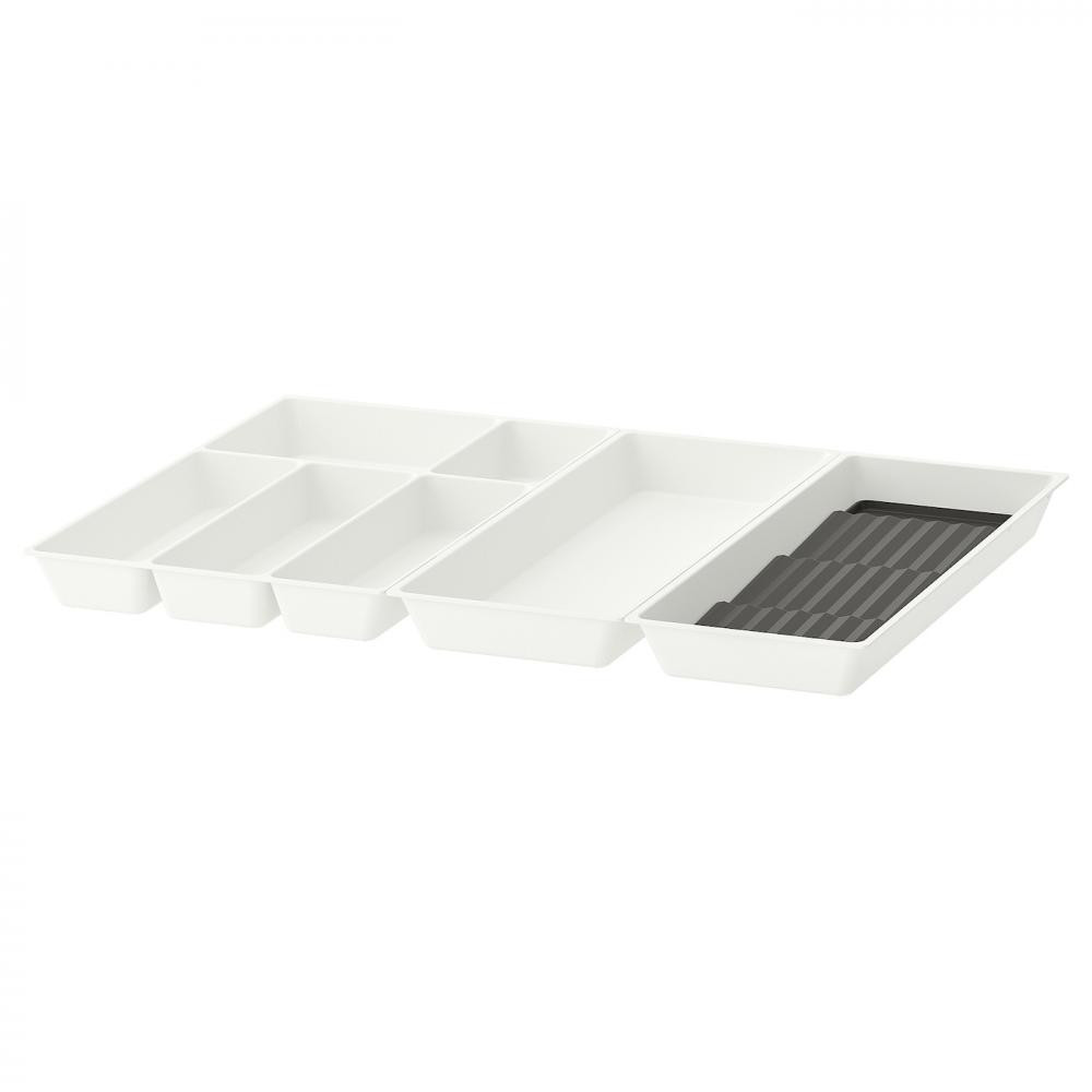 IKEA UPPDATERA, 295.010.68, Лоток для столових приборів + аксесуари, перегородка експ, білий, антрацит, 7 - зображення 1