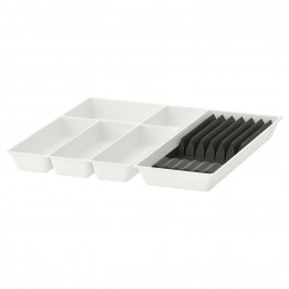 IKEA UPPDATERA, 095.008.90, Лоток для столових приборів, з перегородкою для ножів, білий, антрацит, 52х50