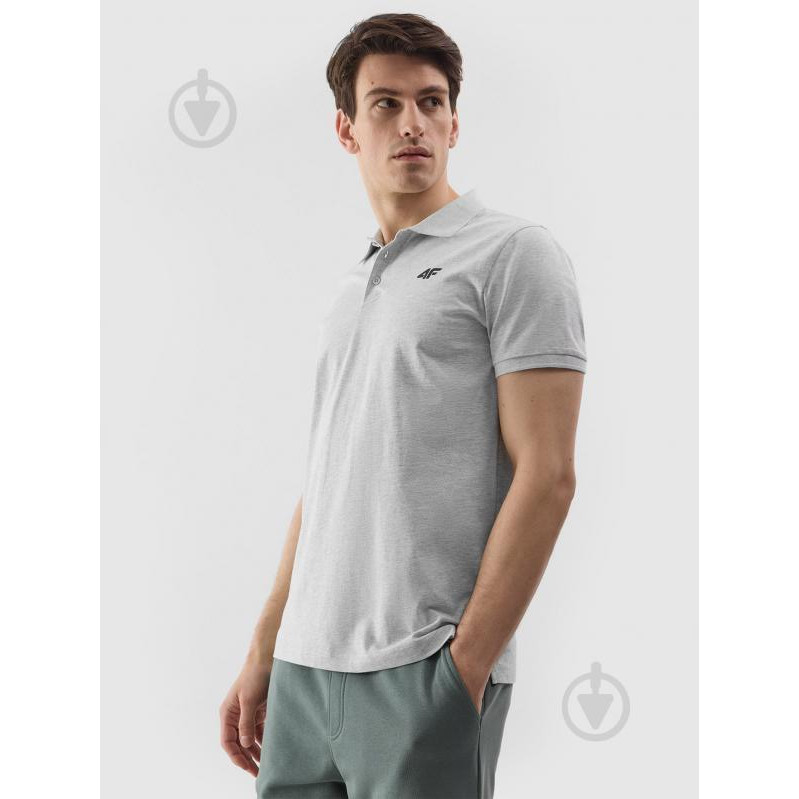 4F Поло довге чоловіче  Polo Shirt M129 4FWSS24TPTSM129-27M L Сіре (5904698717514) - зображення 1