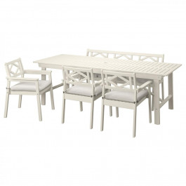 IKEA BONDHOLMEN Стіл+3 стільці з підлокітниками+лавка, beige (095.496.79)
