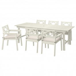   IKEA BONDHOLMEN Стіл + 6 стільців з підлокітниками, beige (095.511.82)