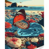 STRATEG Картина за номерами ПРЕМІУМ Метелик на березі моря з лаком та з рівнем розміром 40х50 см GS1535 - зображення 1