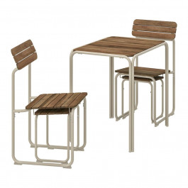 IKEA FURUON Стіл з 2 стільцями + 2 підніжками, коричневий/вуличний (305.437.36)