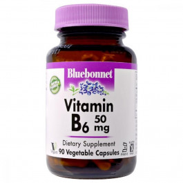 Bluebonnet Nutrition Вітамін B6 50 мг, Vitamin B6, , 90 вегетаріанських капсул
