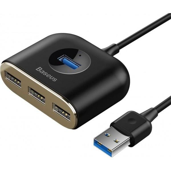Baseus Square round 4 in 1 USB HUB Adapter (USB3.0 TO USB3.0*1+USB2.0*3) Black (CAHUB-AY01) - зображення 1