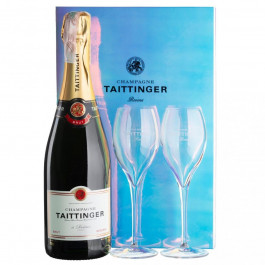 Taittinger Шампанське  Brut Reserve, біле, брют, 12,5%, 0,75 л, + 2 келихи (8460) (3016570061294)