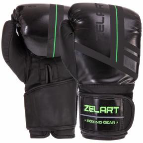 Zelart Перчатки боксерские VL-3085, размер 14oz, черный/салатовый - зображення 1