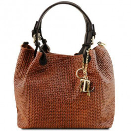 Tuscany Leather Жіноча шкіряна сумка коньячного кольору KEYLUCK  Leathe TL141573 CINNAMON