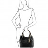 Tuscany Leather Чорна жіноча шкіряна сумка з плетеної шкіри KEYLUCK  Leathe TL141573 Black - зображення 2