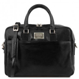 Tuscany Leather Чорна шкіряна сумка для ноутбука на два відділення ІТАЛІЯ Urbino  TL141894 Black