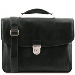Tuscany Leather Чёрный большой кожаный портфель мужской  TL142067 Black