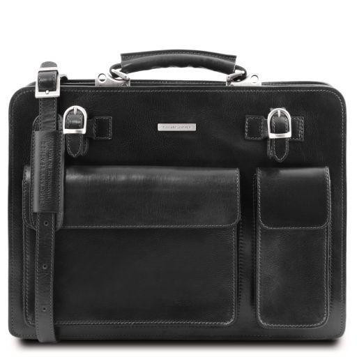 Tuscany Leather Чёрный итальянский кожаный портфель для мужчины VENEZIA  TL141268 Black - зображення 1