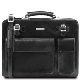 Tuscany Leather Чёрный итальянский кожаный портфель для мужчины VENEZIA  TL141268 Black