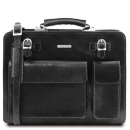   Tuscany Leather Чёрный итальянский кожаный портфель для мужчины VENEZIA  TL141268 Black