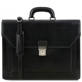 Tuscany Leather Чёрный итальянский портфель из натуральной кожи  TL141348 Black