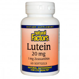 Natural Factors Лютеин 20 мг, Lutein, Natural Factors, 60 желатиновых капсул