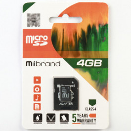 Mibrand 4 GB microSDHC Class 4 + SD Adapter MICDC4/4GB-A