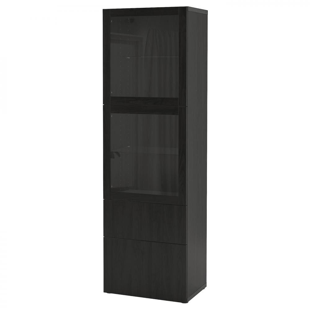 IKEA BESTA Книжкова шафа чорно-коричневий/ чорно-коричневе 60x42x193 (294.125.19) - зображення 1