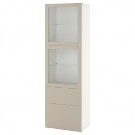 IKEA BESTA Книжкова шафа білий/світло-сіро-бежевий 60x42x193 (894.357.30)