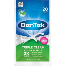 DenTek Флосс-зубочистки  Тройное очищение 20 шт (047701110805)