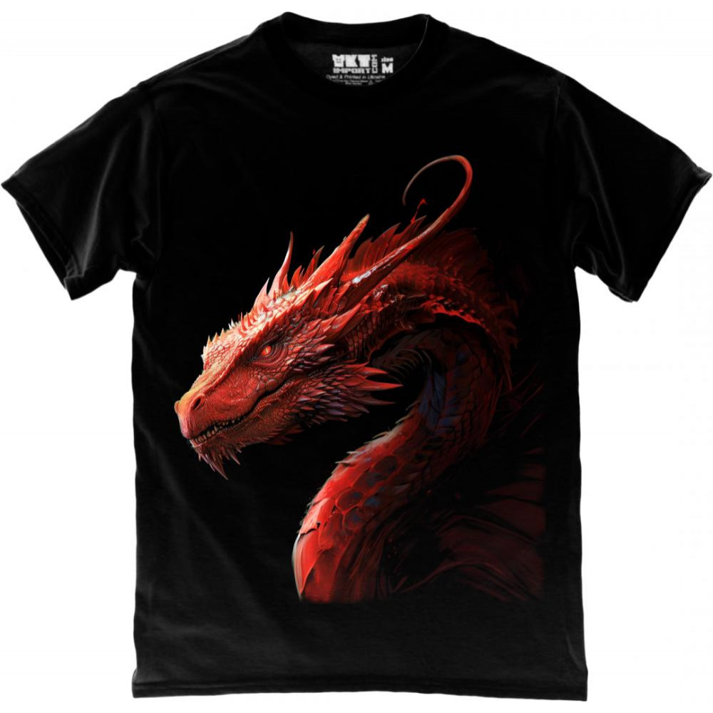 TKT Import Футболка бавовняна чорна з принтом Red Dragon  9000296-black - зображення 1