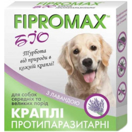 FIPROMAX Краплі для собак середніх та великих порід  БІО проти бліх та кліщів, з лавандою, 2 піпетки (4820237