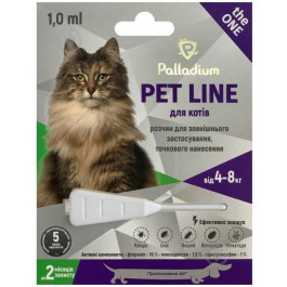 Palladium Капли на холку от блох, клещей и гельминтов  Pet Line the One для котов весом от 4 до 8 кг (48201502