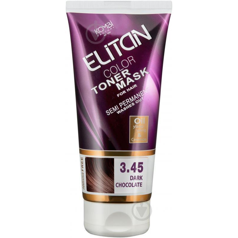 Элитан Тонуюча маска для волосся Elitan Color Toner Mask 3.45 Темний шоколад 150 мл (4820000116398) - зображення 1