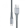Grand-X USB-micro USB 3A 1.2m Fast Сharge Grey толст.нейлон оплетка премиум (FM-12G) - зображення 1