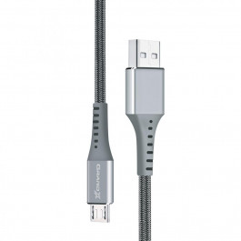 Grand-X USB-micro USB 3A 1.2m Fast Сharge Grey толст.нейлон оплетка премиум (FM-12G)