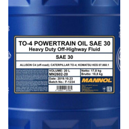 Mannol TO-4 Powertrain Oil SAE 30 20л