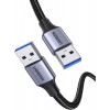 UGREEN US373 USB-A 3.0 Male to Male AM/AM Aluminum Case Braided Cable 1m Black (80790) - зображення 1