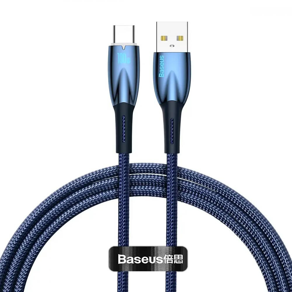 Baseus Glimmer Series USB - Type-C Fast Charging 100W 1m Blue (CADH000403) - зображення 1