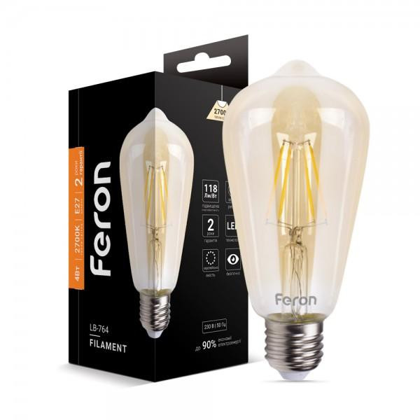 FERON LED LB-764 ST64 золото 4W E27 2700K EDISON (25857) - зображення 1