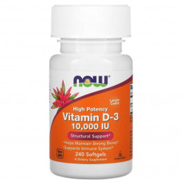 Now Вітамін  Vitamin D-3 High Potency 10,000 IU 240 Softgels