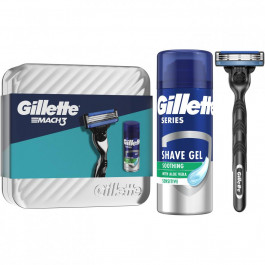 Gillette Набір косметики  Бритва Mach3 з 1 змінним картриджем + Гель для гоління Series Заспокійливий 75 мл (