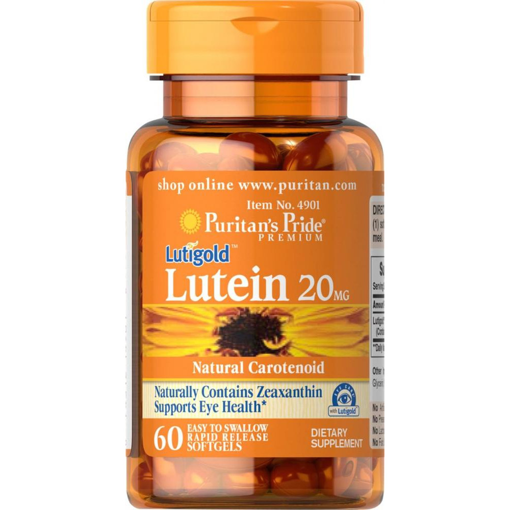 Puritan's Pride Лютеин Lutein 20 mg with Zeaxanthin (60 капс) пуританс прайд (PUR1417) - зображення 1