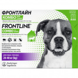 Frontline Краплі  Frontline Combo від бліх та кліщів для собак вагою 20-40 кг 3 шт (2000981200336)