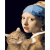 STRATEG Картина за номерами ПРЕМІУМ Поп-арт дівчина з сережкою з лаком та з рівнем розміром 40х50 см GS1502 - зображення 1