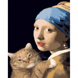 STRATEG Картина за номерами ПРЕМІУМ Поп-арт дівчина з сережкою з лаком та з рівнем розміром 40х50 см GS1502