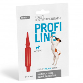 ProVET Краплі  Profiline для собак до 4 кг, 1 піпетка 0,5 мл (інсектоакарицид) (PR243109)