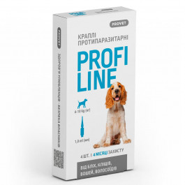 ProVET Краплі  Profiline для собак 4-10 кг, 4 піпетки по 1,0 мл (інсектоакарицид) (PR243104)