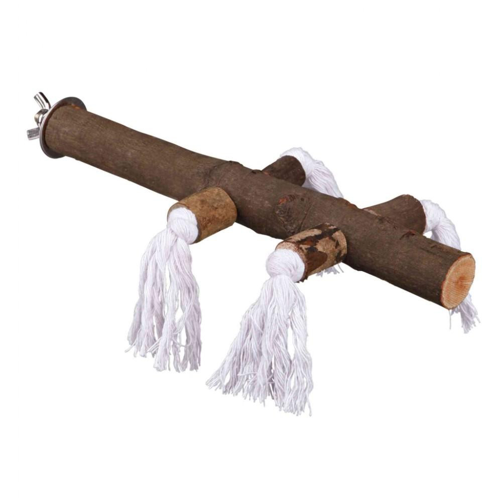 Trixie Жердочка Perch with Rope для птиц деревянная с канатами, 25 см (5889) - зображення 1