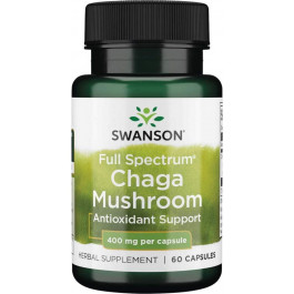Swanson Чага полного спектра  Chaga Mushroom 400 mg 60 капсул