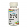 Solaray Витамин Д3 и К2, Vitamin D-3 & K-2, , без сои, 60 капсул (SOR-38584) - зображення 1