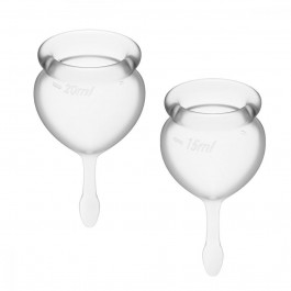 Satisfyer Набір менструальних чаш  Feel Good (Transparent), 15мл та 20мл, мішечок для зберігання