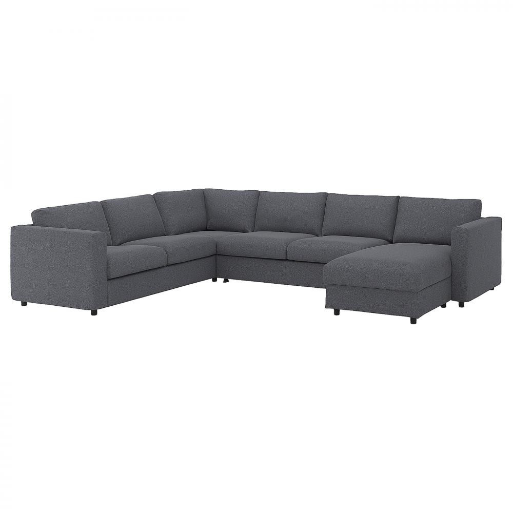 IKEA VIMLE Чохол на кутовий диван/шезлонг 5 градусів, Гуннаред, середньо-сірий (493.995.74) - зображення 1