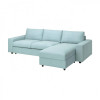 IKEA VIMLE Чохол на 3-місний диван з шезлонгом, з широкими підлокітниками/Saxemara світло-блакитний (794. - зображення 1
