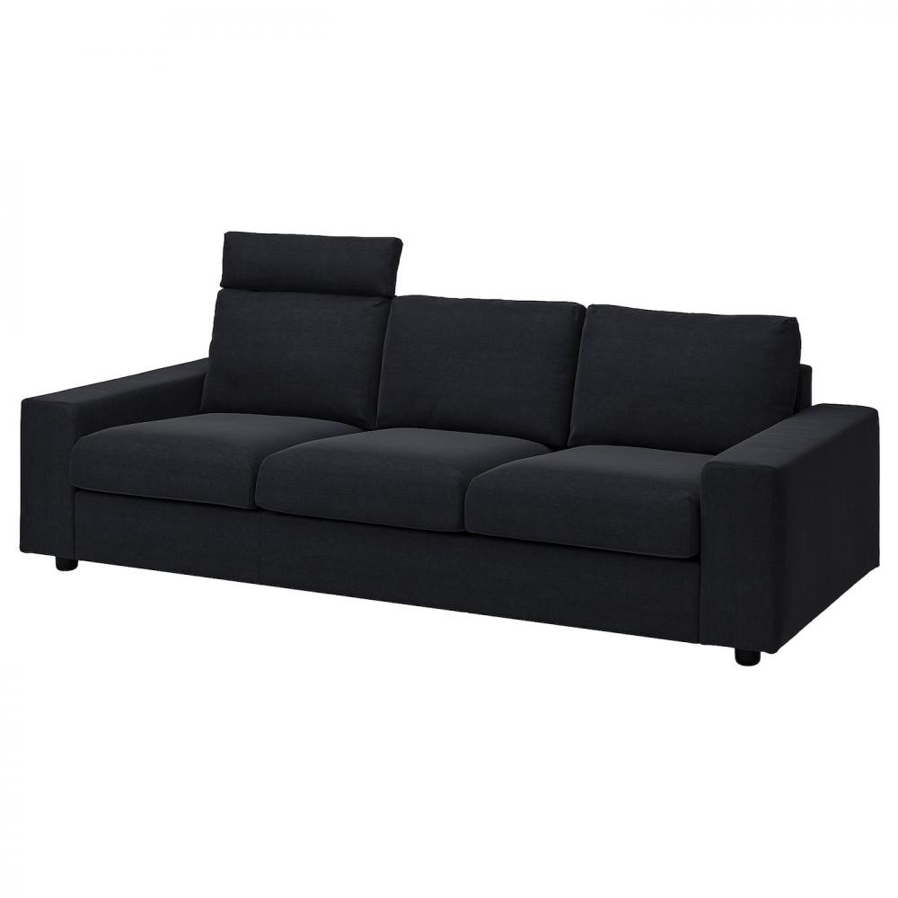 IKEA VIMLE Чохол на 3-місний диван з підголівником і широкими підлокітниками/Saxemara чорно-синій (294.25 - зображення 1