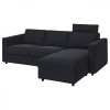 IKEA VIMLE Чохол на 3-місний диван з шезлонгом, з підголівником Saxemara/чорно-синій (794.250.86) - зображення 1